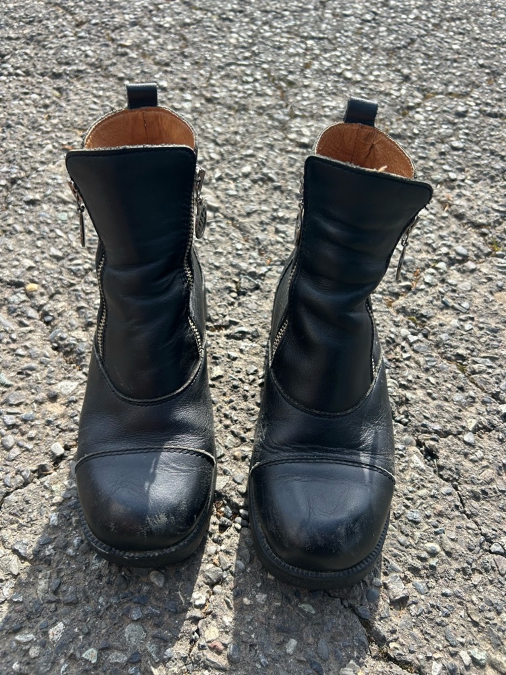 Double H Black Leather Side-Zip Moto Motorcycle Ankle Boots Sz 7.5 - Picture 4 of 11